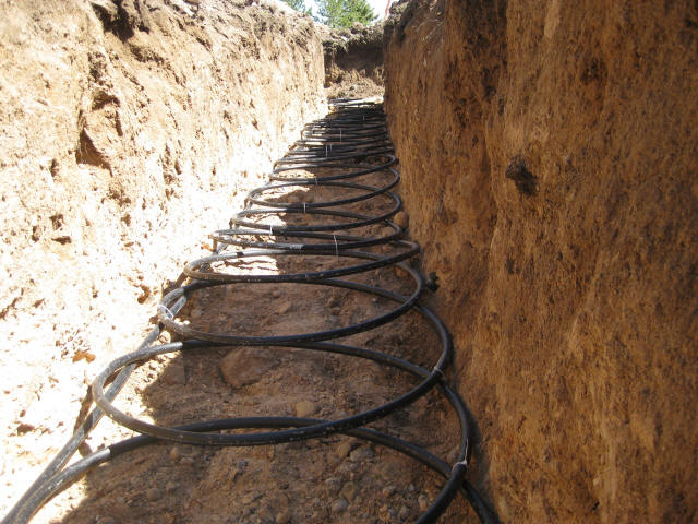 Geo pipe laid in trench